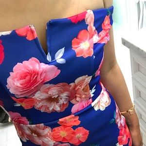 ASOS Blue Off Shoulder Bardot Floral Dress 👗